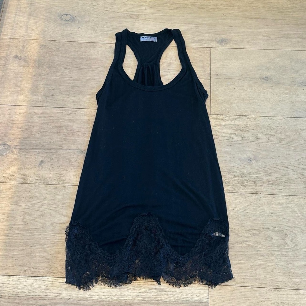Black Lace Hem Tank Top